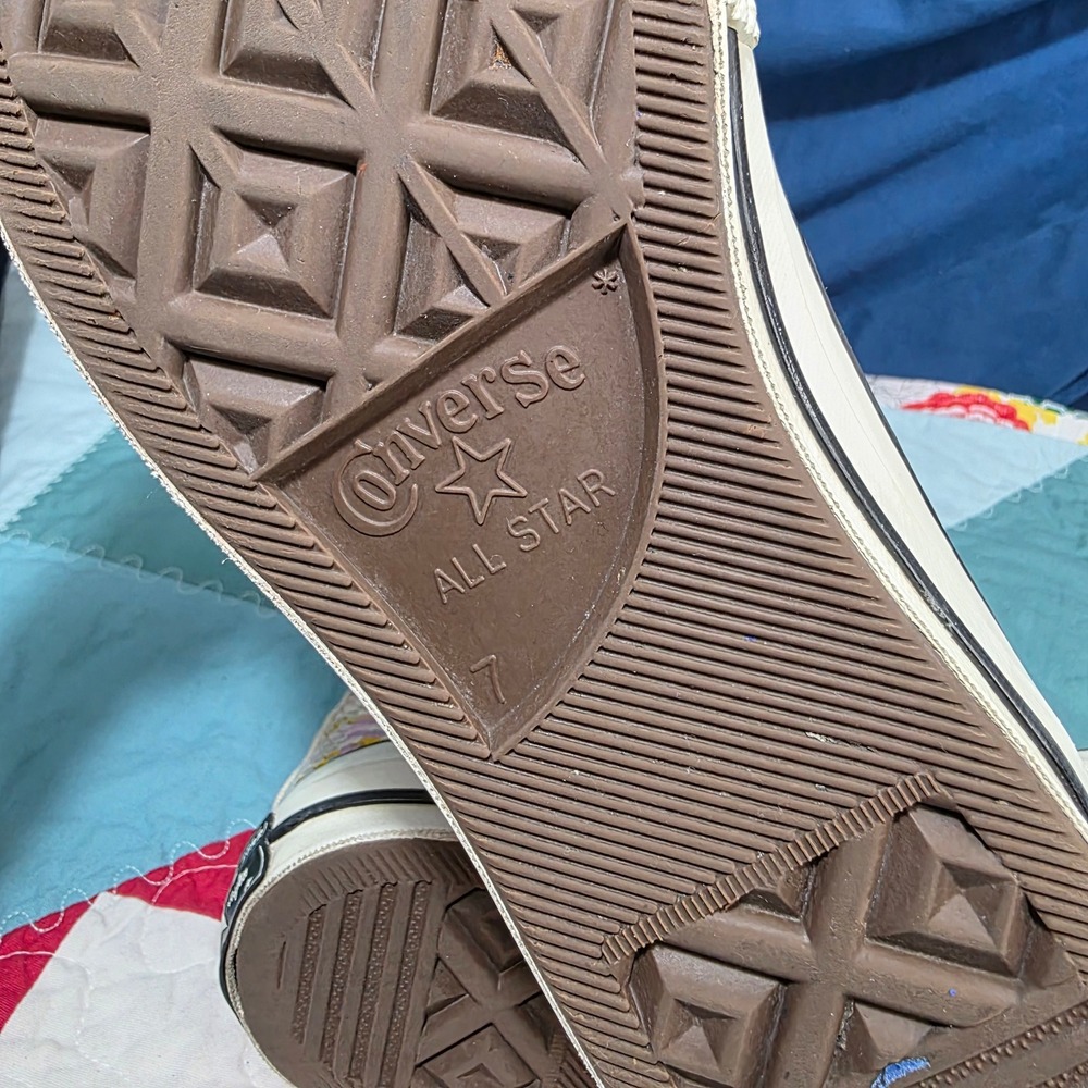 Converse Chuck 70 High Top Sneakers Womens 9 Mens 7 Pink Yellow Woven Chevron - Picture 8 of 10